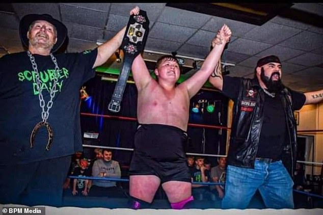 Cameron (centre) - a professional wrestler who began his training at an early age with Pro Wrestling Live - leaves behind heartbroken siblings Rebecca, Ryan, Logan, Lucy and Mia