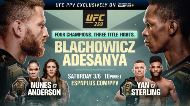 Watch UFC 259: Błachowicz vs. Adesanya 3/6/2021 PPV Full Show Online Free
