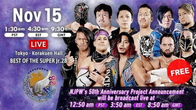 Watch NJPW World Tag League & Best of Super Jr. 28 11/15/2021 Full Show Online Free