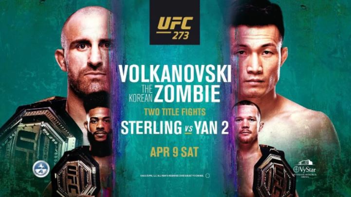 Watch UFC 273: Volkanovski vs. The Korean Zombie 4/9/2022 Full Show Online Free